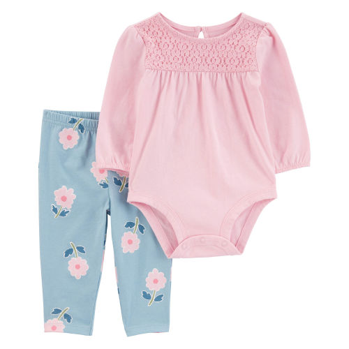 Baby 2-Piece Eyelet Long-Sleeve Bodysuit Pant Set