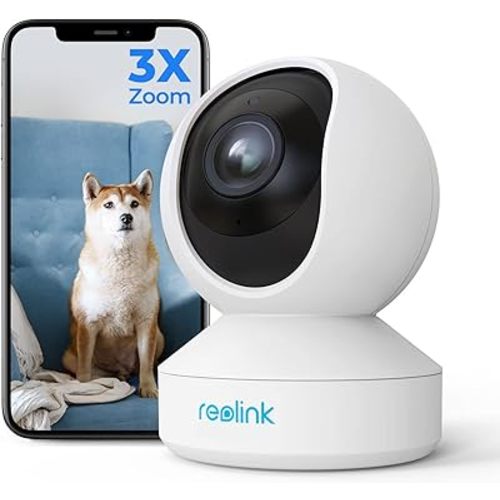 REOLINK E1 Zoom Indoor Security Camera, 2.4/5GHz Dual Band WiFi Camera, 5MP Plug-in Pet Camera, 360 Degree Baby/Dog Monitor with 3X Optical Zoom, Auto Tracking, Person/Pet Detection, Local Storage