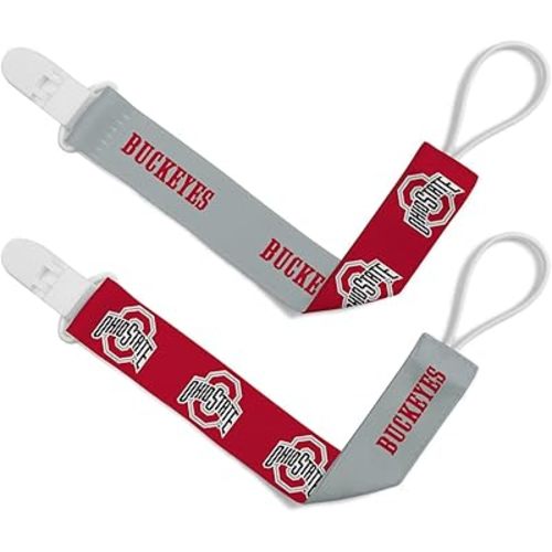 BabyFanatic Pacifier Clip 2-Pack - NCAA Ohio State Buckeyes - Officially Licensed Baby Apparel