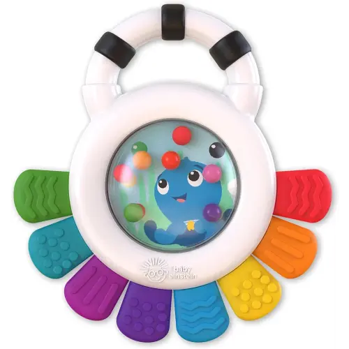 Baby Einstein Outstanding Opus The Octopus Sensory Rattle & Teether Multi-Use Toy, BPA Free & Chillable, 3 Months & up, Multicolored