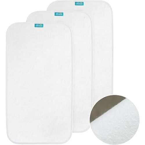 Changing Pad Liners Waterproof (3 Count), Flannel Portable & Durable Diaper Pads, White