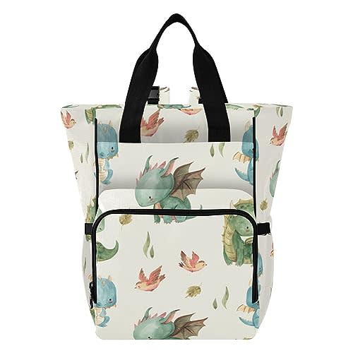 xigua Watercolor Dragon Diaper Bag Backpack Multi Function Baby Changing Bags Waterproof Large Capacity Travel Back Pack for Mom Dad