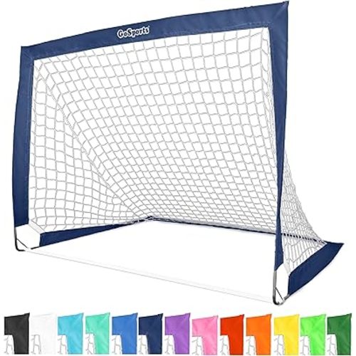 GoSports Portable Soccer Goals for Kids - 13 Color Options - Choose 4 x 3 ft or 6 x 4 ft - Team Tone Pop Up Nets for Backyard