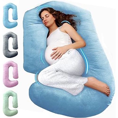 PILLANI Pregnancy Pillows for Sleeping - V C U Shaped Full Body Pillows for Adults with Removable Washable Cover, 57inch Cooling Maternity Pillow for Pregnant Women, Support for Back Belly Legs