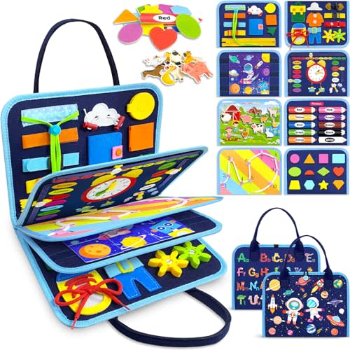 Gojmzo Busy Board Montessori Toys for 1 2 3 4 Year Old Boy Birthday Gifts, Busy Book Sensory Easter Toys for Toddlers 1-3 2-4, Learning Educational Toddler Travel Activities