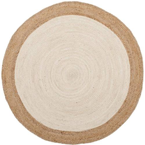 Natural Fiber Ivory/Beige 3 ft. x 3 ft. Round Border Area Rug
