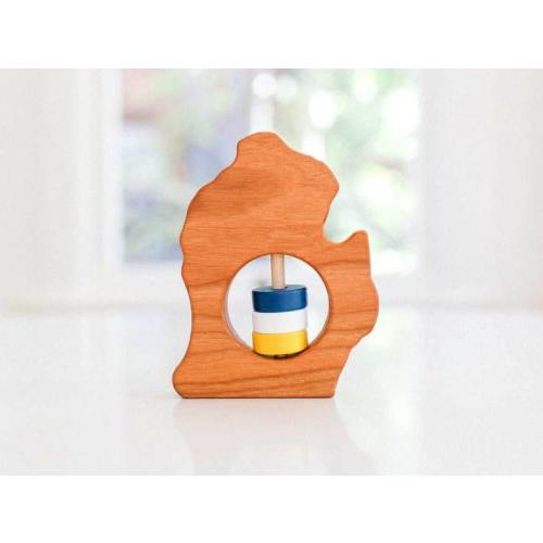 MICHIGAN State Baby Rattle™ - Modern Wooden Baby Toy - Organic and Natural