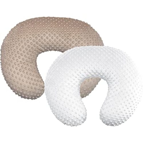 iEvolve Nursing Pillow Cover Breast Feeding Pillow Support Positioner Lounger Cover for Baby Boy Girl(Beige&White, Pack of 2)