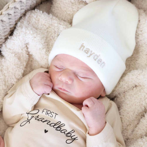 Embroidered Knit Baby Beanie
