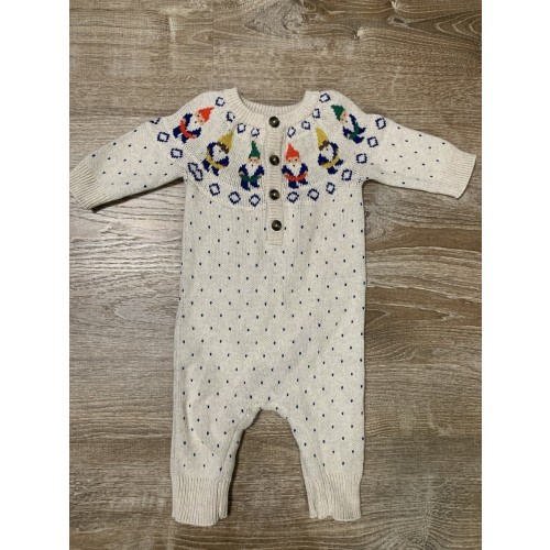 Hanna Andersson 3-6 M Gnome Baby Cotton Sweater Knit Fair Isle Playsuit Romper