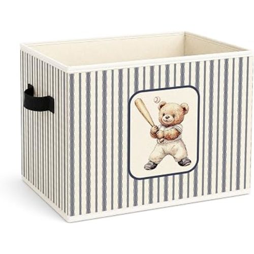 Baseball Teddy Bear Sports Foldable Fabric Storage Bin