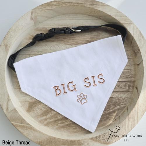Embroidered Big Sis Dog Bandana Personalized Dog Bandana Adjustable Bandana Adjustable Dog Bandana Baby Pregnancy Announcement BIB 1
