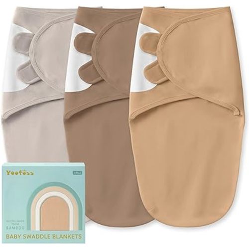 Yoofoss Baby Swaddle for Newborns 0–3 Months, Rayon Made from Bamboo Swaddle, Noiseless Closure Swaddle Sack, Soft Breathable & Durable Snug Fit