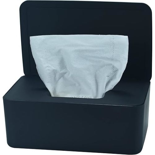 Diaper Wipes Dispenser, Baby Wipes Case, Baby Wipe Holder Keeps Diaper Wipes Fresh, Wipe Container with Non-Slip Feet (Black)