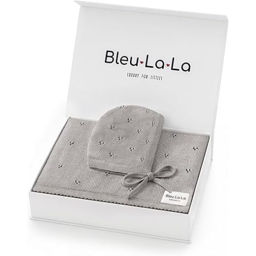 Baby Gift Set - Organic Cotton Newborn Blanket Essentials, Thoughtful Baby Shower & New Baby Gift for Boys & Girls (Pointelle - Dove Grey)
