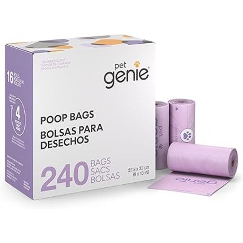 Dog Poop Bags, Rolls, Extra Strong & Leak-Proof for Dogs, Lavender Scented, Easy Tear Pet Waste Bags, Made from 65% Recycled Plastic, 16 Rolls (240 Count)