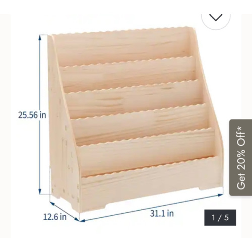 5-Tier Kids Bookshelf with Storage,Toddler Book Display Shelves, Wooden Children's Book Rack, Multi-Functional