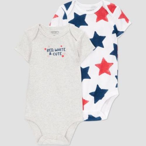 Carter's Just One You® Baby 2pk Stars Bodysuit - Navy Blue/White/Red 3M: Crotch Snap