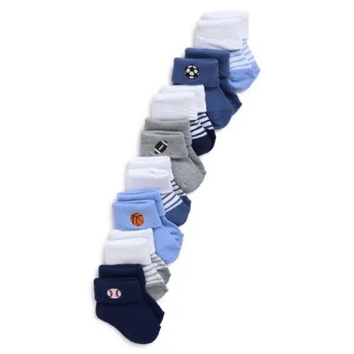 Kids'  Assorted 8-pack Sports Balls Cuffed Crew Socks In Blue