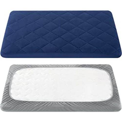 TILLYOU 2 Pack Cloudy Soft Pack N Play Sheets Fitted Quilted, Breathable Thick Play Yard Playpen Sheets,Fits Mini/Portable Crib Mattress
