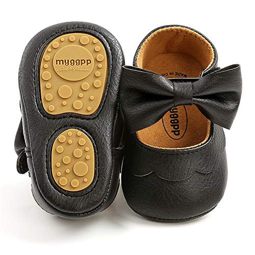 LAFEGEN Baby Girls Mary Jane Flats with Bownot Non Slip Soft Sole PU Leather Newborn Infant Toddler First Walker Cirb Dress Shoes