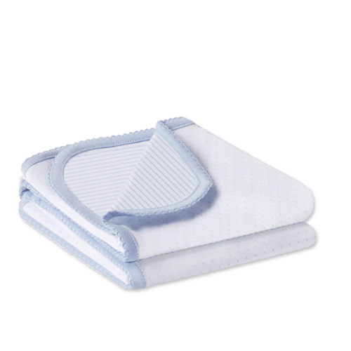 Reversible Baby Blanket in French Blue Multi