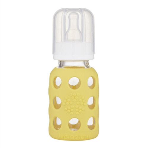 Glass Baby Bottles - Lifefactory 4oz - Banana
