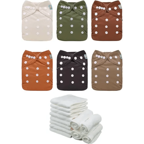 ALVABABY Newborn Cloth Diapers,Reusable Cloth Nappy for Preemie,6pcs Diaper Covers with 12 Newborn Diaper Inserts, Less Than 12pounds Baby Boy 6SVB112A
