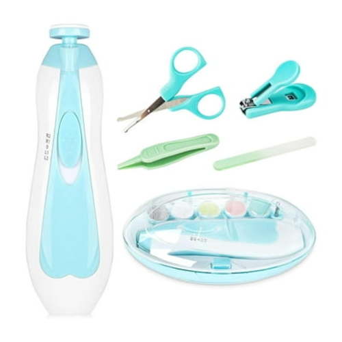 Baby Nail Trimmer Electric, Baby Nail Clippers Safe Baby Nail File Kit Trim Polish Grooming Kit for Newborn Infant Toddler or Adults Toes Finger Care (Blue)