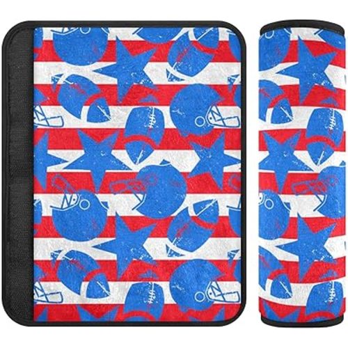 Stars Stripes Football Car Seat Strap Covers for Baby Kids 2 PCS Car Seat Straps Shoulder Cushion Pads Protector Baby Car Seat Strap Covers for SUV Car Truck