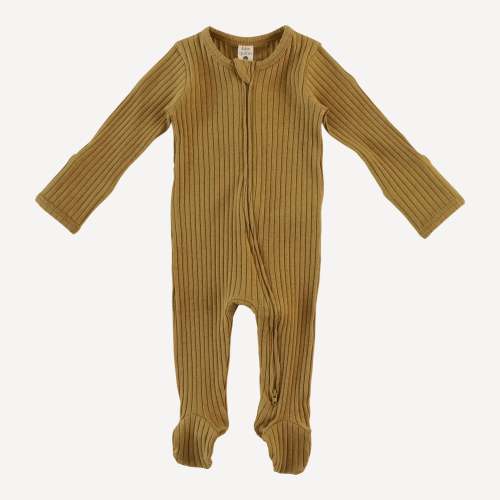 long sleeve zipper footie | fennel | organic cotton wide rib – kate quinn