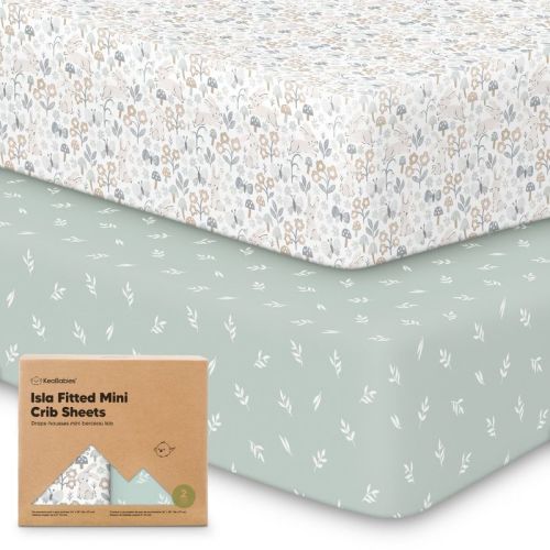 Keababies 2-pack Isla Mini Crib Sheets, Pack And Play Sheets Fitted, Pack N Play Sheets, Fitted Crib Sheet (keasafari)