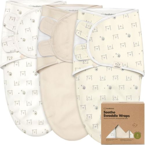 KeaBabies 3pk Soothe Baby Swaddle Wrap 0-6 Months, Organic Baby Swaddle Sleep Sacks, Newborn, Infant Swaddle Sack (Bumble Bear)