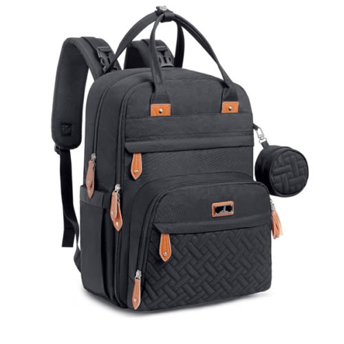 BabbleRoo Diaper Bag Backpack - Baby Essentials Travel Tote - Multi Function Waterproof Diaper Bag, Travel Essentials Baby Bag with Changing Pad, Stroller Straps & Pacifier Case - Unisex, Black