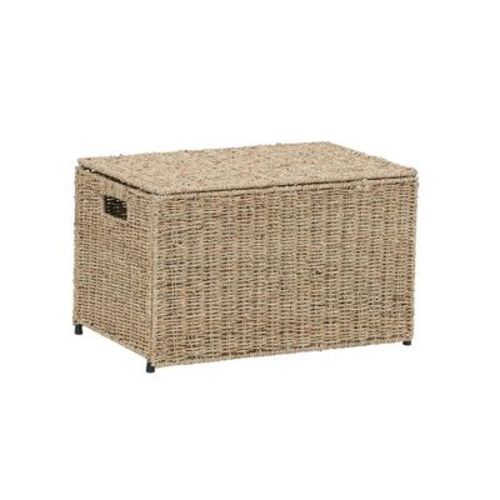 Small Wicker Chest, Decorative Seagrass Storage Chest For Home Organization