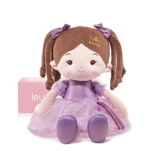 LeyaDoll Soft Baby Doll Toys (16''), My First Baby Rag Doll for 1 Year-Old Girl Birthday Gift, Christmas Plush Toys Gift for Toddler Kids Infants-Daydream-Princess-Coral-Violet