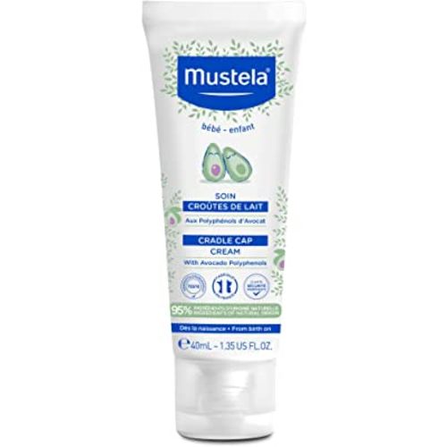 Mustela Baby Cradle Cap Cream - Newborn safe - with Natural Avocado - Paraben Free & Fragrance Free - 1.35 Fluid Ounce