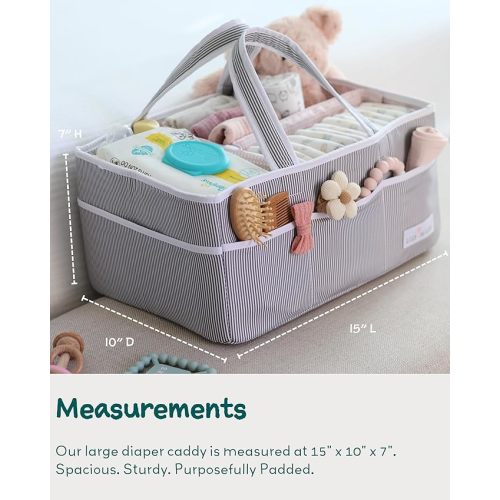 Lily Miles Baby Diaper Caddy Organizer, Girl Nursery Storage Basket with 8 Pockets, Baby Organizer and Storage, Easy-to-Clean Fabric, Large, Pink Blush