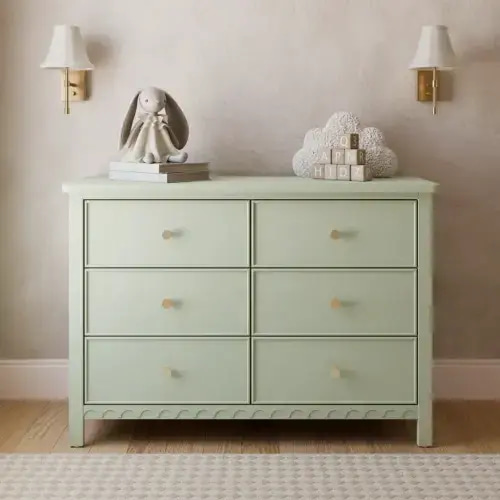 Graco Sasha 6 Drawer Double Dresser in Sage