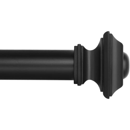 Ivilon Drapery Treatment Window Curtain Rod - Square Design 1 1/8 Rod. 72 to 144 Inch. Black - 72 to 144 in.