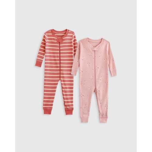 100% Organic Cotton One Piece Pajamas 2-Pack - Baby Girl