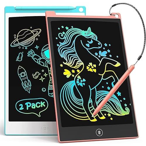 TECJOE 2 Pack LCD Writing Tablet, 8.5 Inch Colorful Doodle Board Drawing Tablet for Kids, Christmas Stocking Stuffers Birthday Gifts Travel Games Toys for Age 3 4 5 6 Boys Girls Toddles