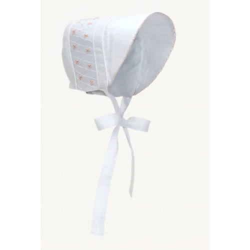 Sweetly Smocked Bonnet - Worth Avenue White with Palm Beach Pink