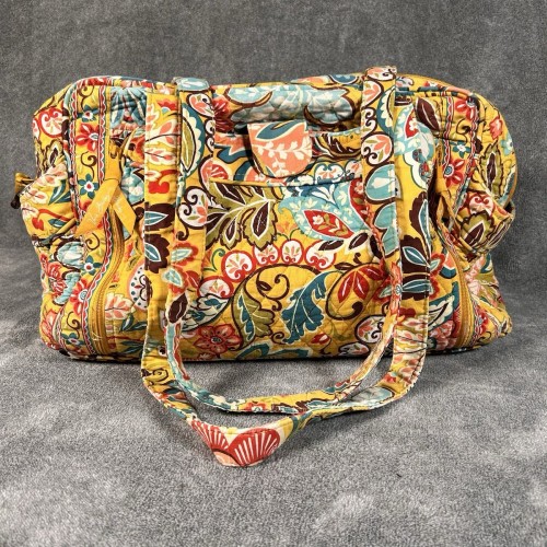 Vera Bradley Baby Bag Tote Yellow Floral Paisley Diaper Bag Quilted 18”