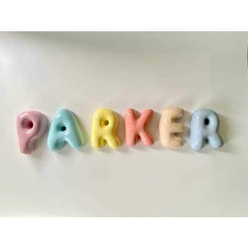 Ceramic Bubble Letters-Personalized Ceramic Letter: Colorful Handmade Wall Decor