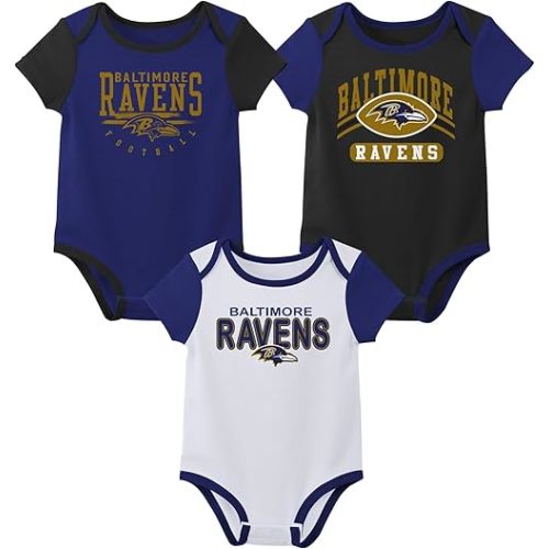 Outerstuff NFL Teams Newborn Baby and Infant Short Sleeve Bodysuit Variety 3-Pack (0-18m)