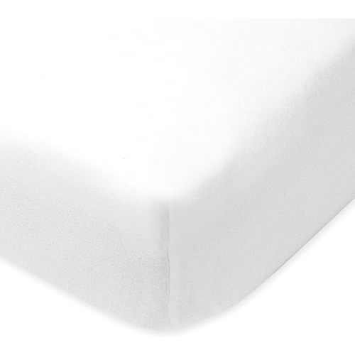 HonestBaby Fitted Crib Sheets Fits Standard Mattress Bassinet, Mini Prints 100% Organic Cotton Baby Boys, Girls, Unisex, Bright White Fitted Crib Sheet, One Size