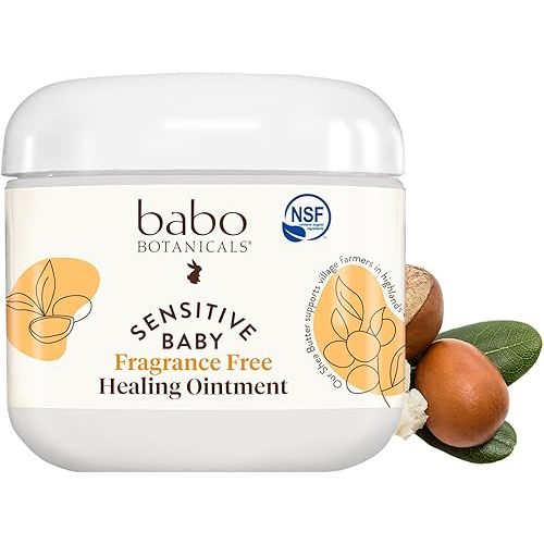 Babo Botanicals Sensitive Baby Fragrance-Free All Natural Healing Ointment - 99% Organic & 1% Colloidal Oat - Steroid-Free - NSF Certified - for Eczema, Irritated/Itchy Skin - Face, Body, Diaper Area