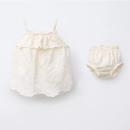 EMBROIDERED FLORAL BLOUSE AND BRIEFS - Ecru | ZARA United States