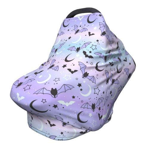 Halloween Bat Car Seat Covers Baby Multi-Use Moon Star Car Seat Canopy Carrier Cover, Breathable Breastfeeding Cover Boys & Girls